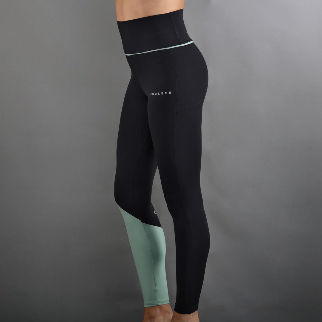 ENDLESS LEGGINS NERO E VERDE